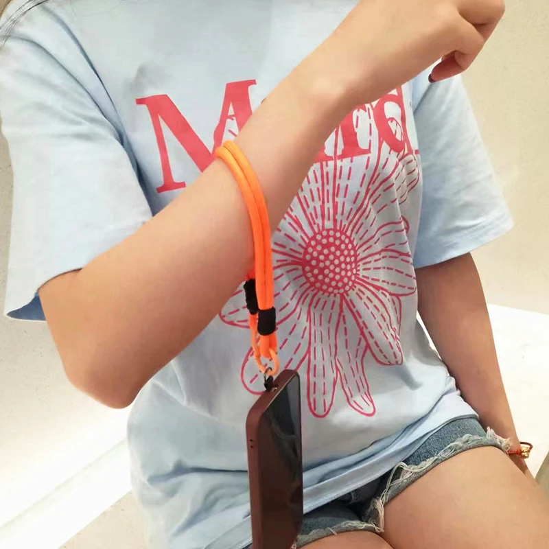 الإبداعية الهاتف الحبل لطيف المنسوجة شريط للرسغ متعدد الوظائف الأمن معصمه سماعة مكافحة خسر حبل قصير سلسلة المفاتيح المحمولة