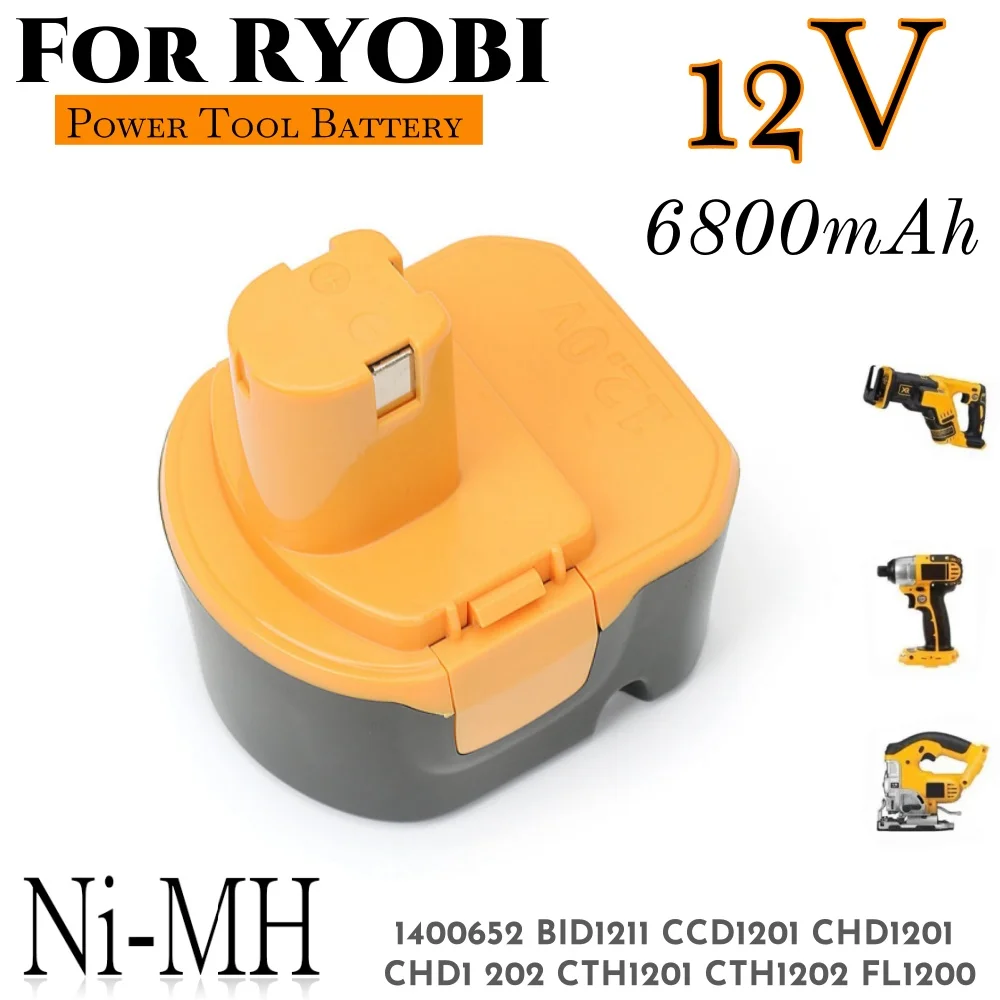 

6800 мАч для Ryobi 12 В, сменный аккумулятор для электроинструмента 1400652 BID1211 CCD1201 CHD1201 CHD1 202 CTH1201 CTH1202 FL1200