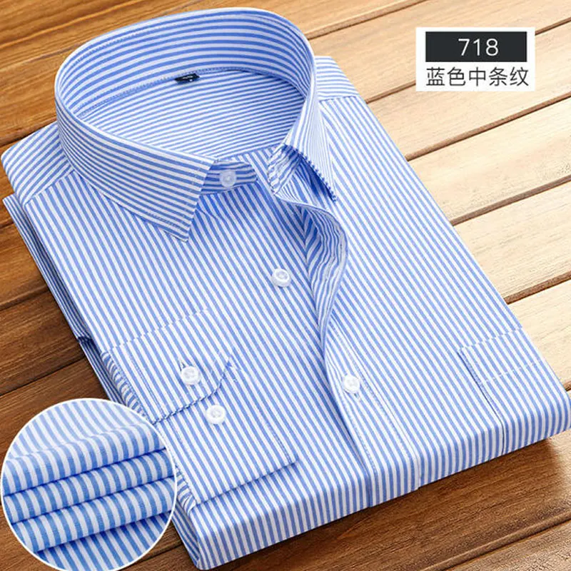 New men\'s long sleeve shirt Spring and autumn high quality cotton with pocket wear formal business casual breathable stripes