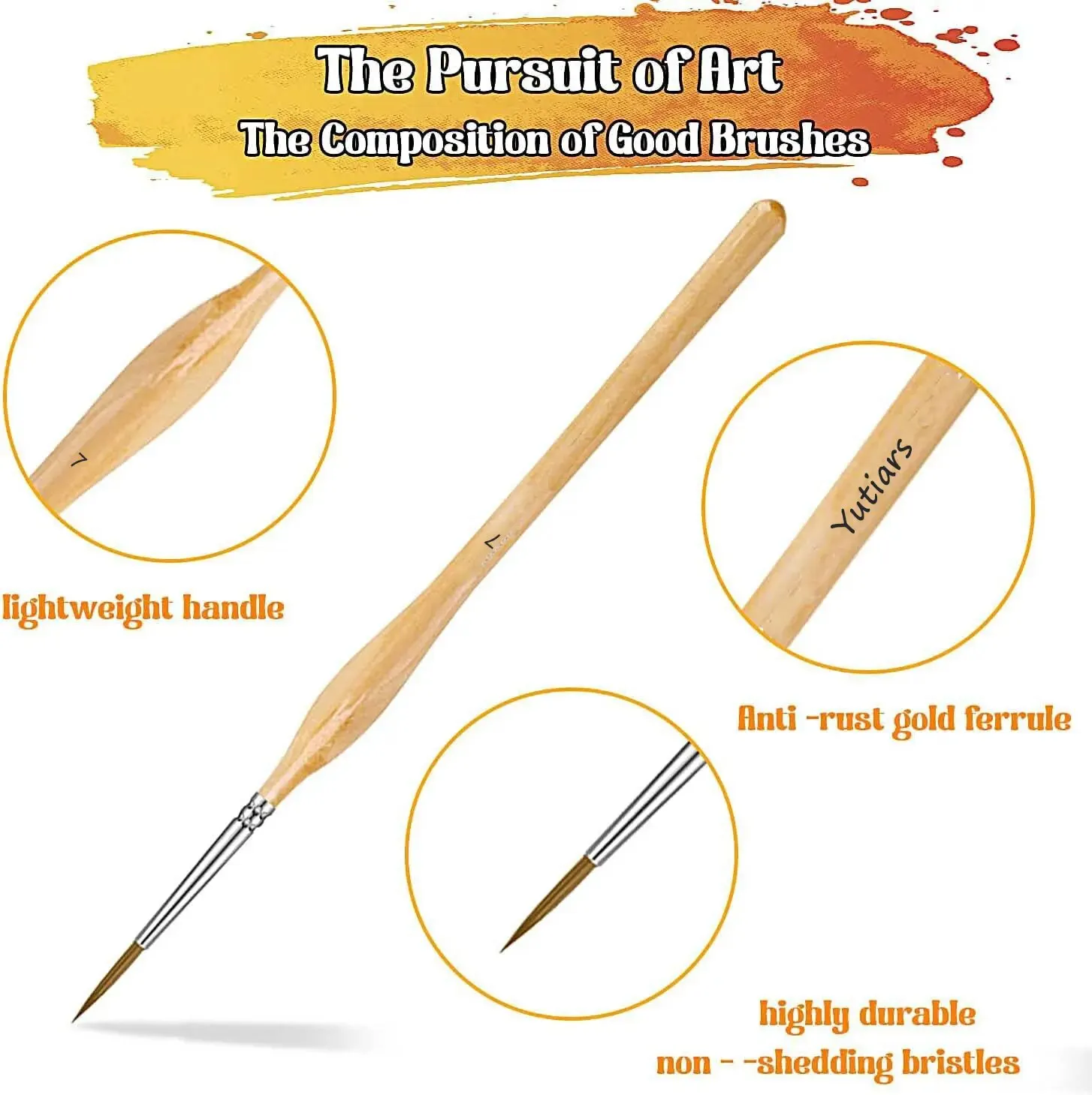 11/22pcs Premium Miniature Detail Paint Brush Set With Natural Wood Triangle Rod For Watercolor Oil Craft Models Line Draw Great