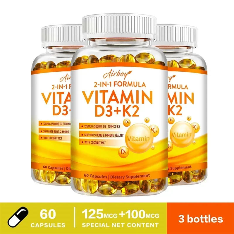 Vitamin D3 K2 with Coconut Oil - Supports Healthy Teeth and Heart, Strong Bones, and Healthy Joints