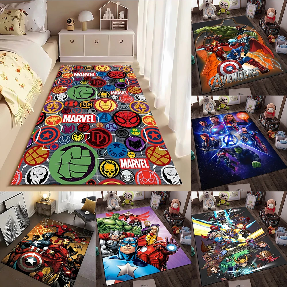 MINISO Disney Marvel Avengers Rug Anti Slip Carpet for Kitchen Living Room Bedroom Kitchen Mat Washable Outdoor/Indoor Doormat