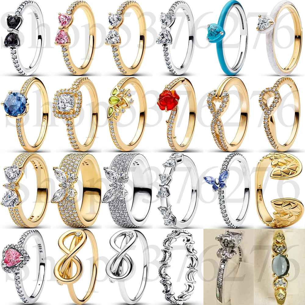 

2025 925 Sterling Silver Infinite Pavé Bow Double Row Princess Tiara Infinity Knot Rose Fashion Ring For Women Gift DIY Jewelry