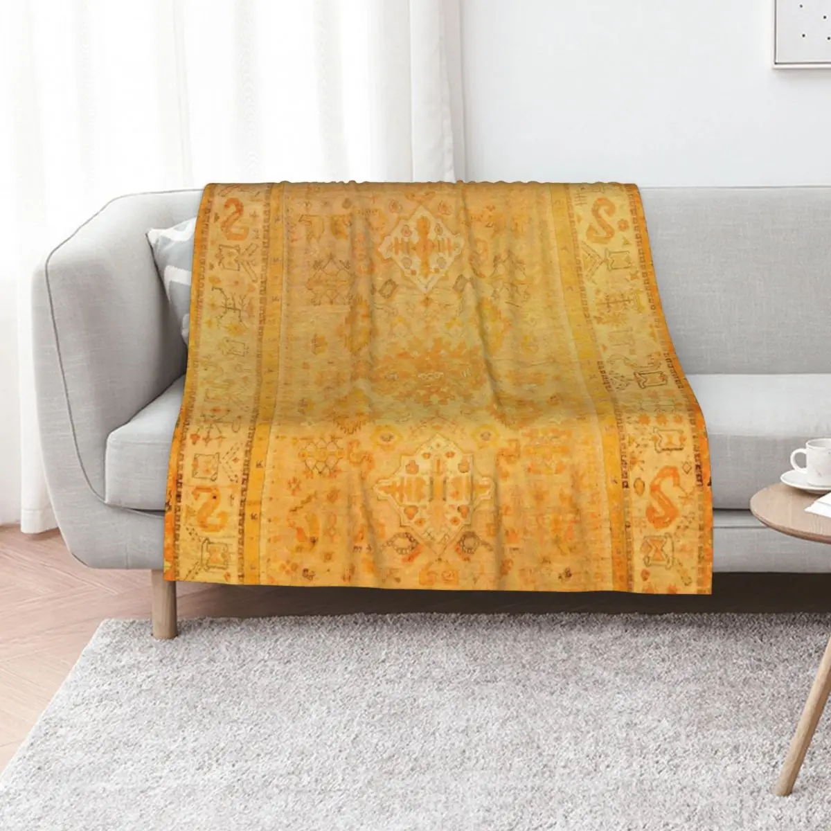 Antique Turkish Oushak Rug Print Throw Blanket Loose Shaggy Thin Flannels Luxury Brand wednesday Blankets
