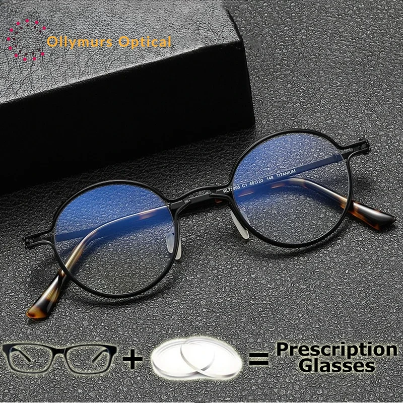 

OLLYMURS мужские круглые очки из чистого титана, легкая оправа, тонкие линзы, супер качество, мультифокальные прогрессивные фотохромные линзы, широкие
