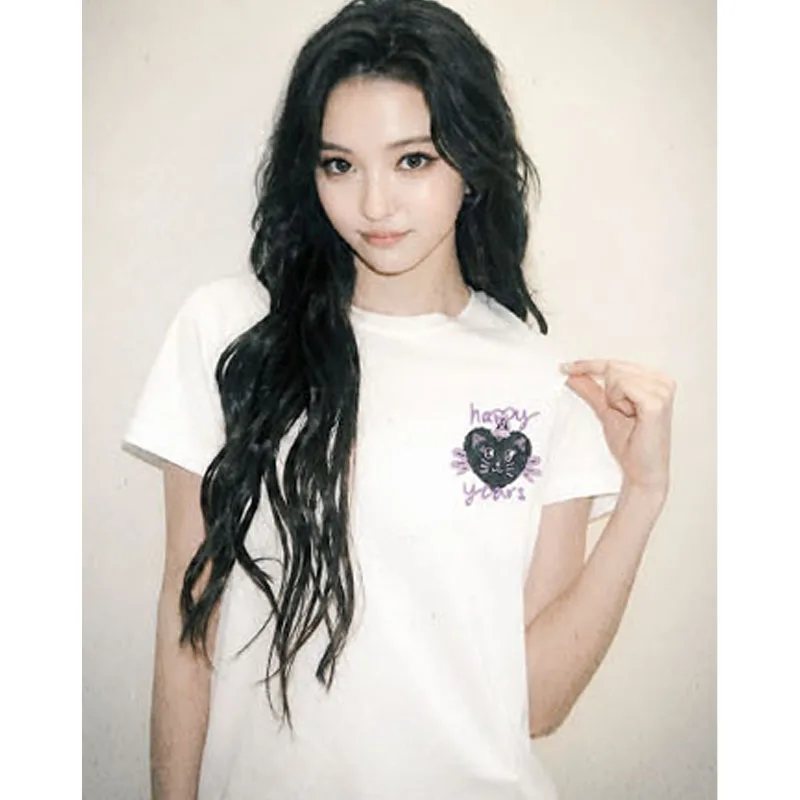 MEOVV Graffiti Anniversary Loose Fit Cotton T-Shirt round Neck Short Sleeve Printed Casual Top for Men And Women