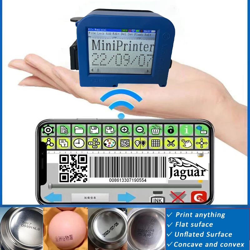 YAOMATEC 12.7mm WIFI screen printer  logo QR code serial number portable printer hand jet handheld thermal inkjet TIJ printer