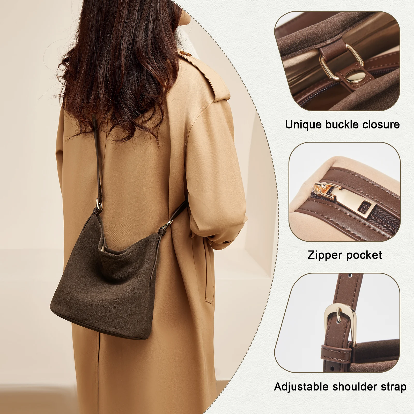 FOXER 2025 autunno inverno nuove donne borsa a tracolla borsa da ragazza borsa a tracolla borsa a secchiello classica da donna in pelle scamosciata sintetica regalo