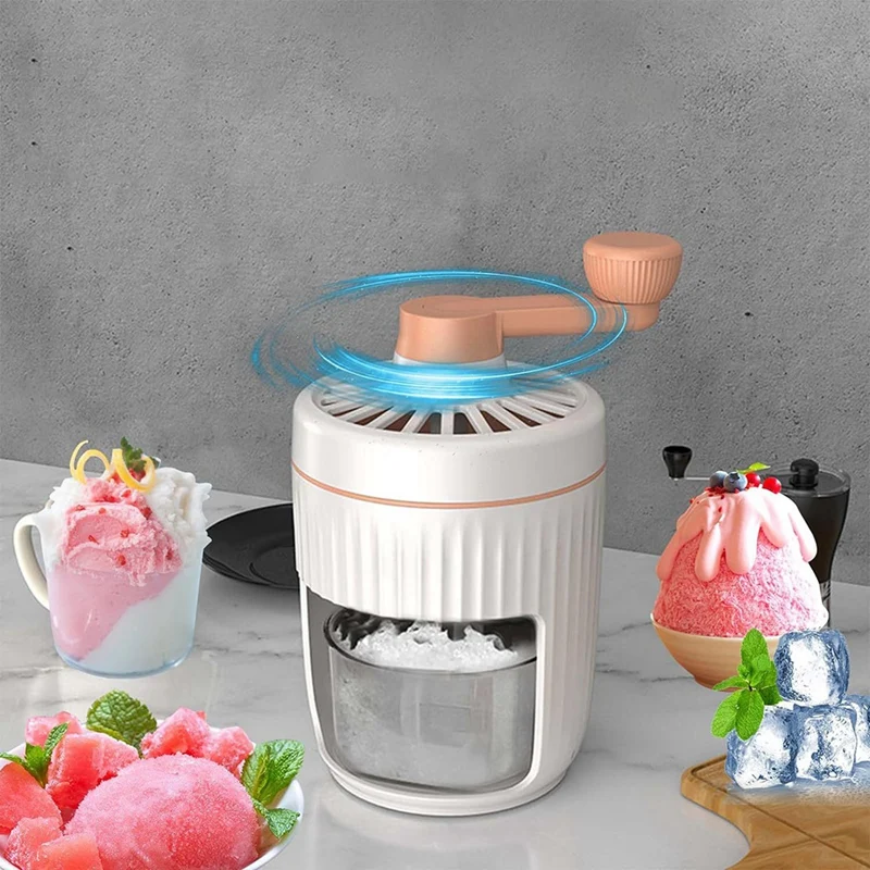 Ice Crusher, Manual Rotary Ice Crusher-Small Manual Shaving Ice Machine For Household Thickened Stainless Steel Easy To Use