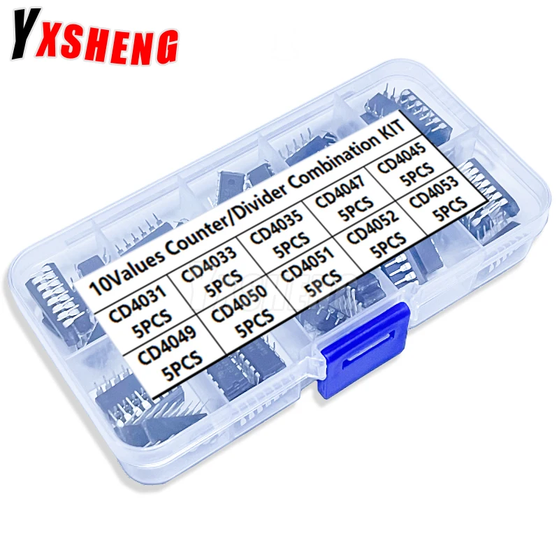 50PCS Integrated Circuit Counter/Divider Combination KIT CD4031 CD4033 CD4035 CD4047 CD4045 CD4049 CD4050 CD4051 CD4052 CD4053