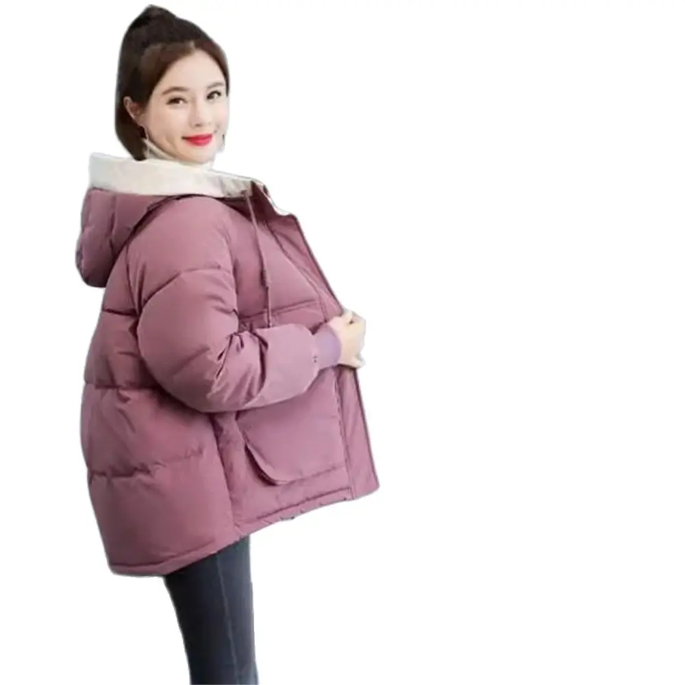 Casaco de algodão grosso quente feminino, plus size coreano, jaqueta de pão solta, casaco básico com capuz, outwear de inverno, novo, inverno, 2024