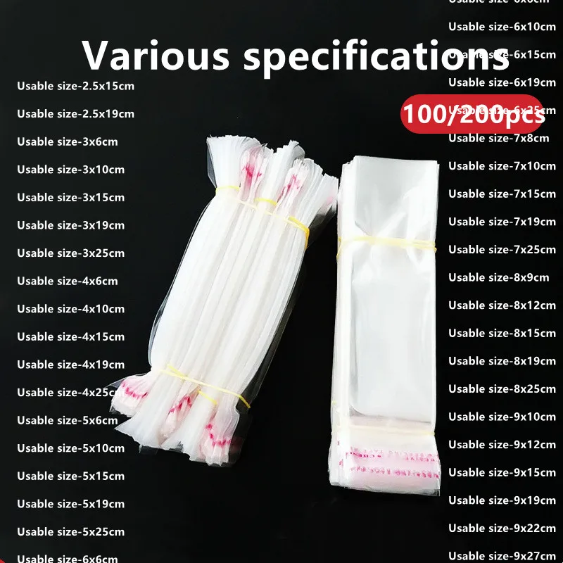 200/100pcs Disposable self-adhesive clear plastic bag, small self-sealing packaging for candy, biscuits, pens, jewelry or gifts