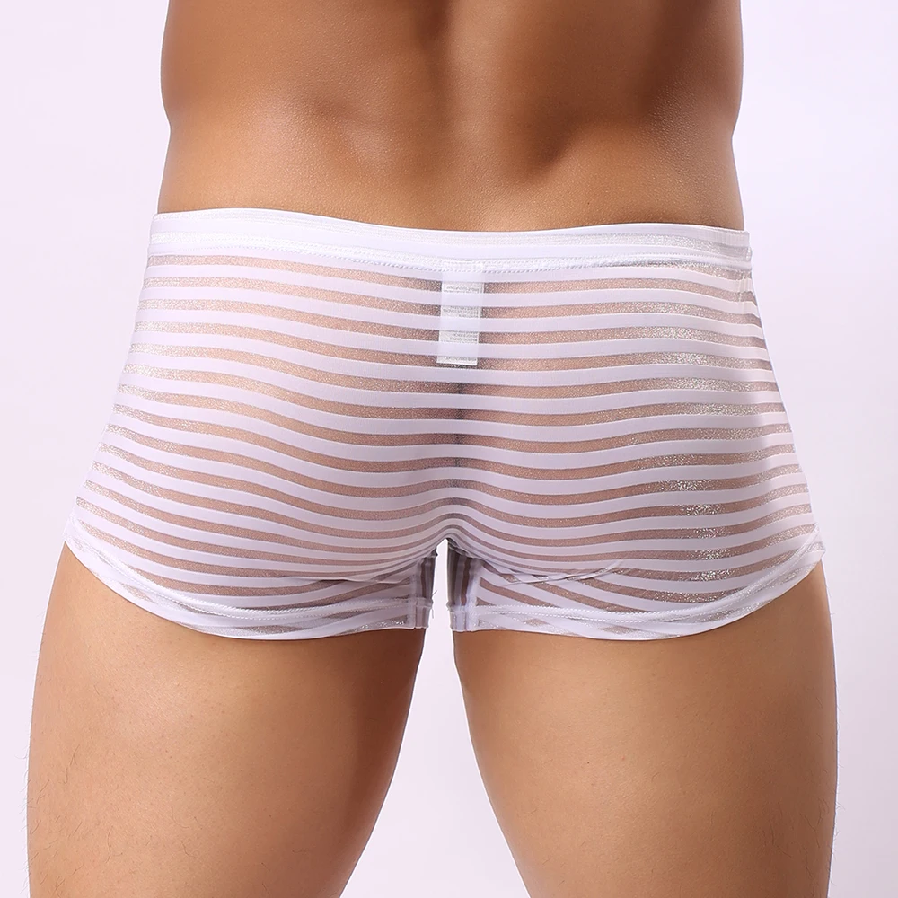 Fashion New Stretch Underwear Breathable Comfy Men Panties Striped Swimwear Underwear Briefs Lingerie Seamless