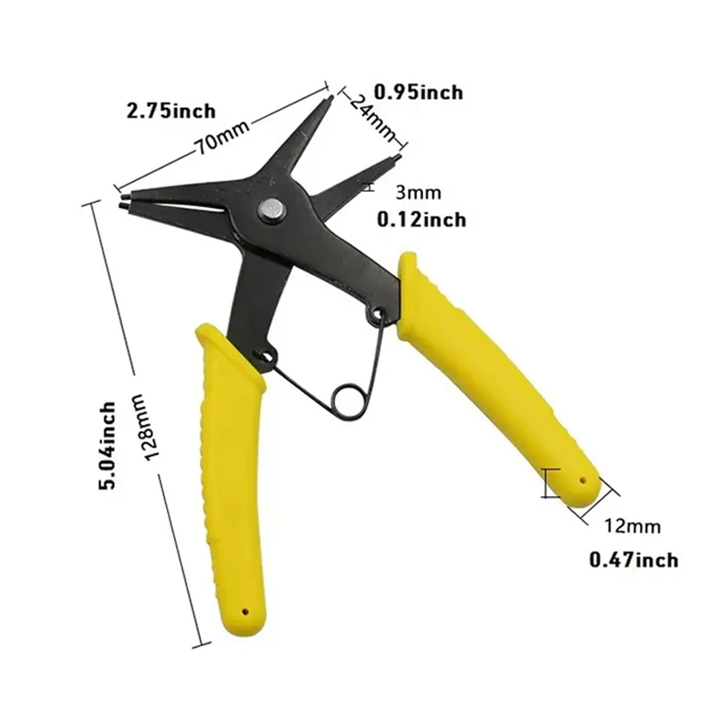 2 in 1 Double-Purpose Circlip Pliers Inside Outside Circlip Pliers Inside Outside Card Spring Disassembling Retainer Ring Pliers