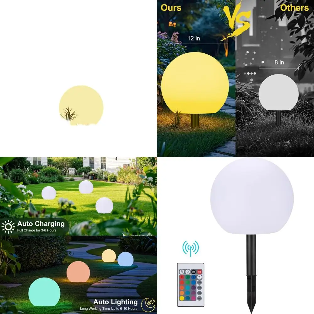 

12-inch LED Outdoor Table Lamp with 16 RGB Colors and Dimmable Globe Light for Patio, Garden, Yard, and Nursery