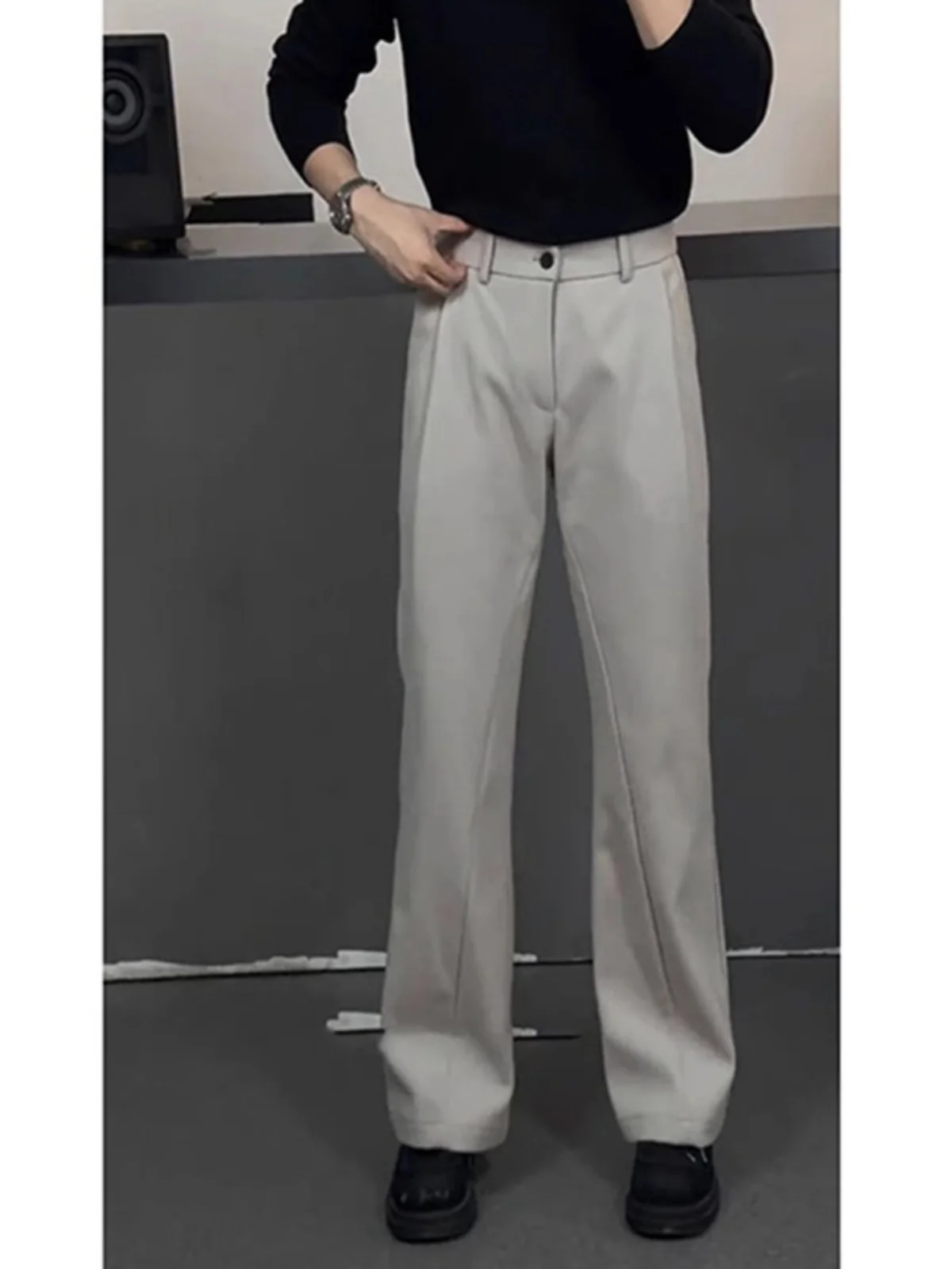 

Neapolitan Blade Wide Leg Pants Men's Sle Side Split Drapey Trousers CleanFit Straight Leg Casual Youth Faion Cool Sle