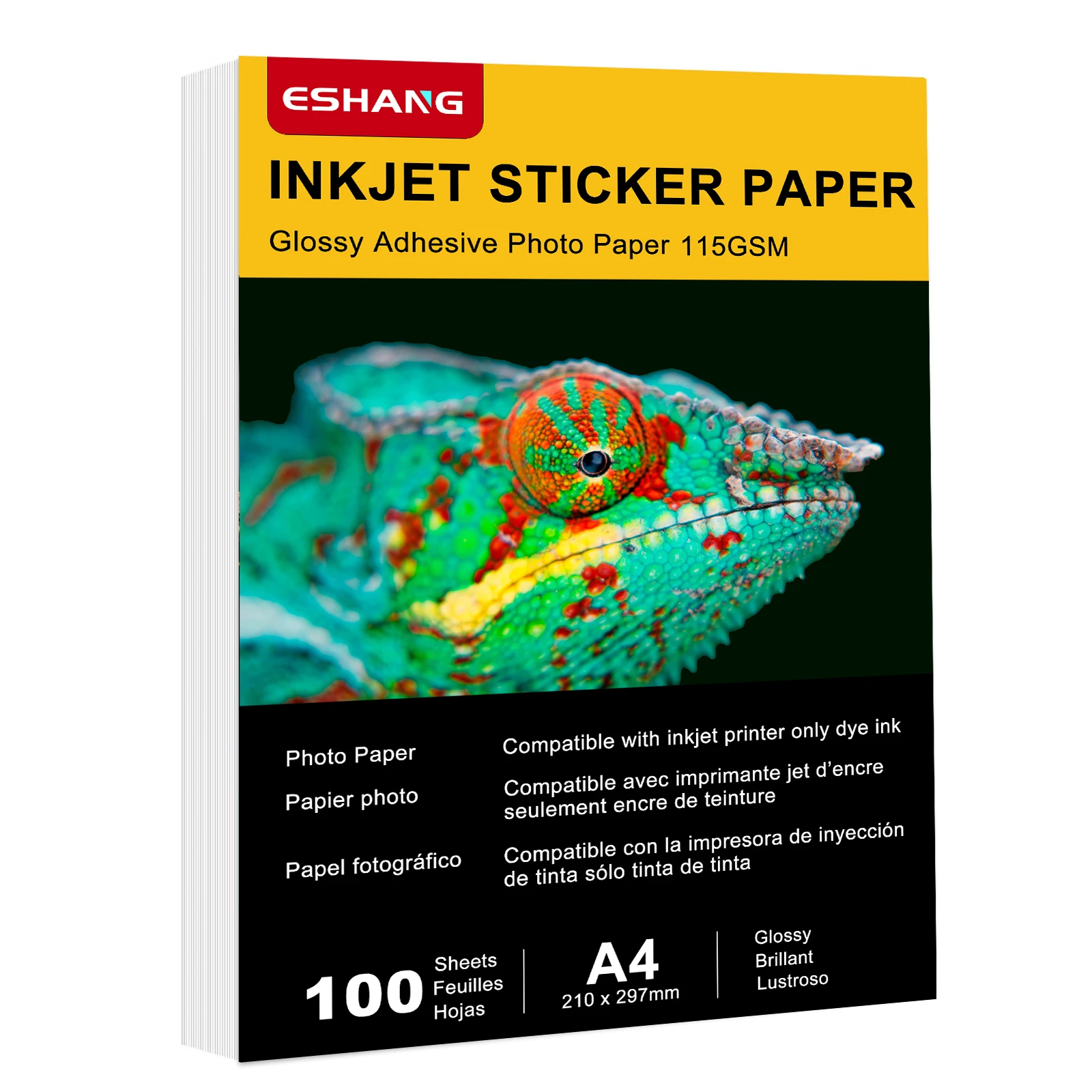 A4 115 GSM 100 Sheets Printable Glossy Sticker Photo Paper 8.3 x 11.7" Full Sheet Inkjet Self Adhesive Photo Paper