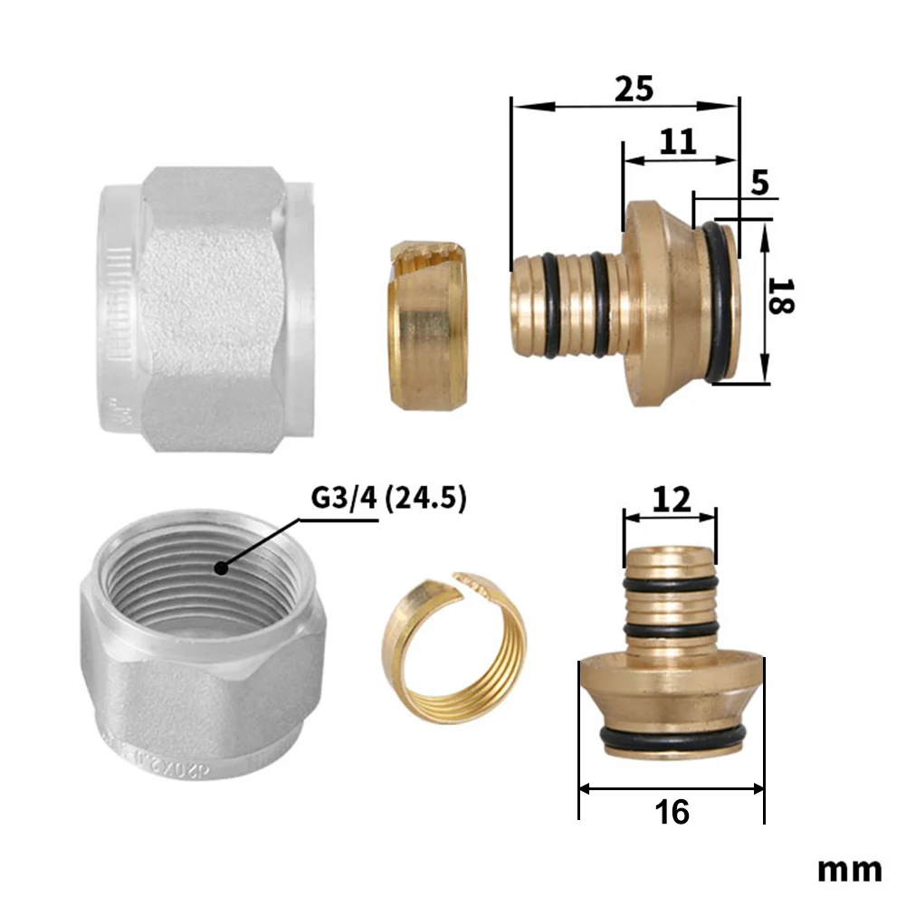 120 juegos de conectores de colector de calefacción por suelo radiante confiables para tuberías de 16 mm niqueladas para una mayor longevidad