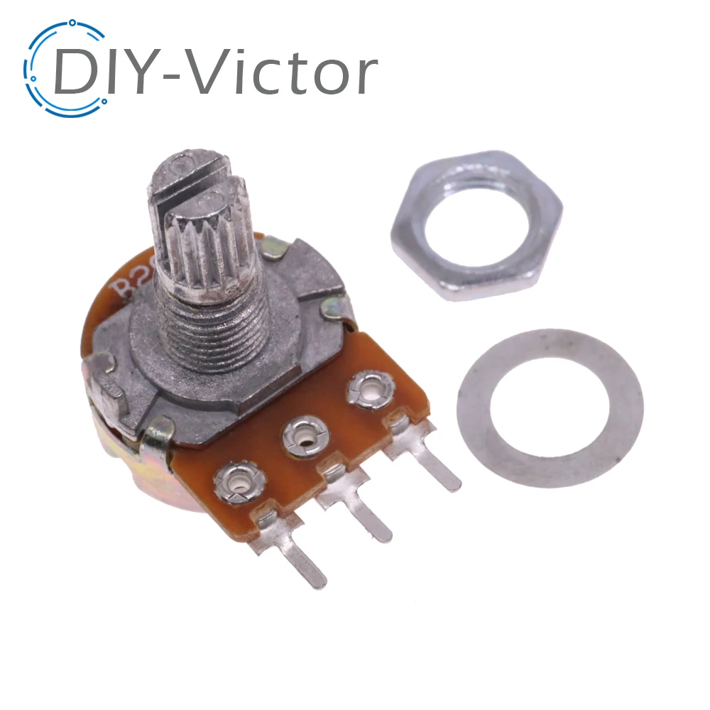 5PCS WH148 B1K B2K B5K B10K B20K B50K B100K B500K 3Pin Linear Potentiometer 15mm Shaft With Nuts And Washers