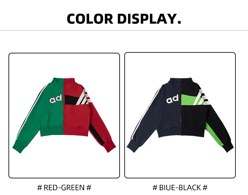Damen Freizeitjacke Colorblock Sportliche Varsity-Jacke Vintage Patchwork Streetwear Oberbekleidung mit Durchgehendem Reißverschluss für Outdoor – Detail 10