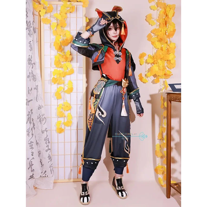 

2025 yiyi Game Genshinimpact Gaming Cosplay Costume Wig Shoes Full Set Lion Dancing Boy Role Play Carnival Party