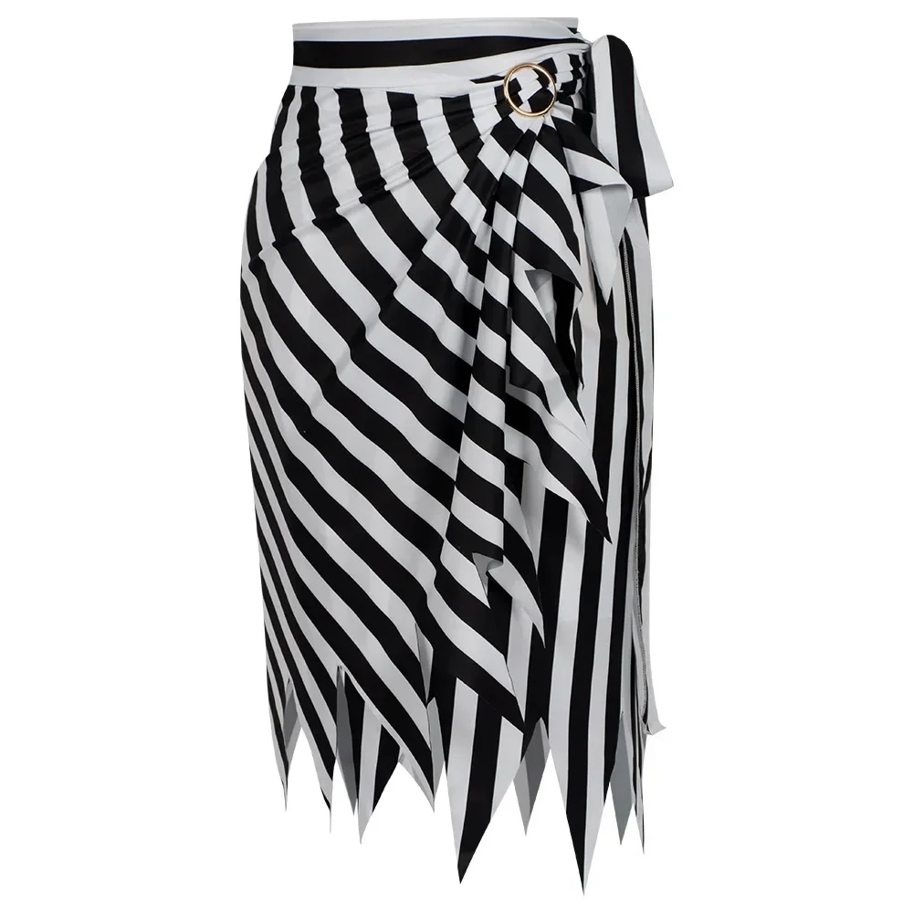 

2025 Halloween Pirate Cosplay Women Costume Black Red Stripe Irregular Lace-Up Skirt With Scarf Medieval Vintage Theme Clothing