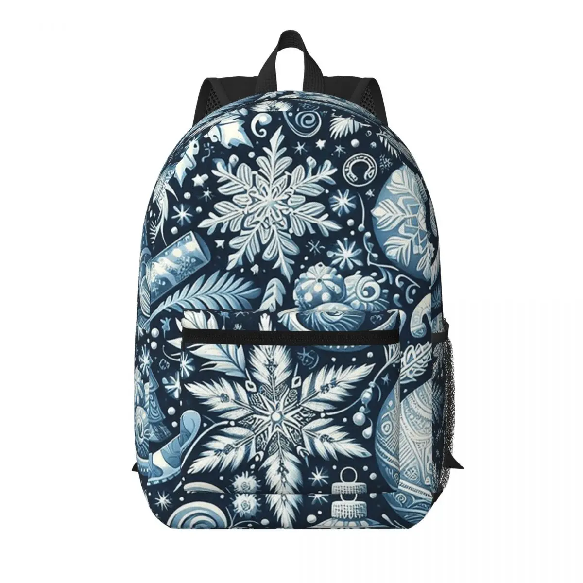 Christmas.blue And White Student Backpack School Bag Hiking Travel Daypack for Men Women Bookbag Shoulder Bags