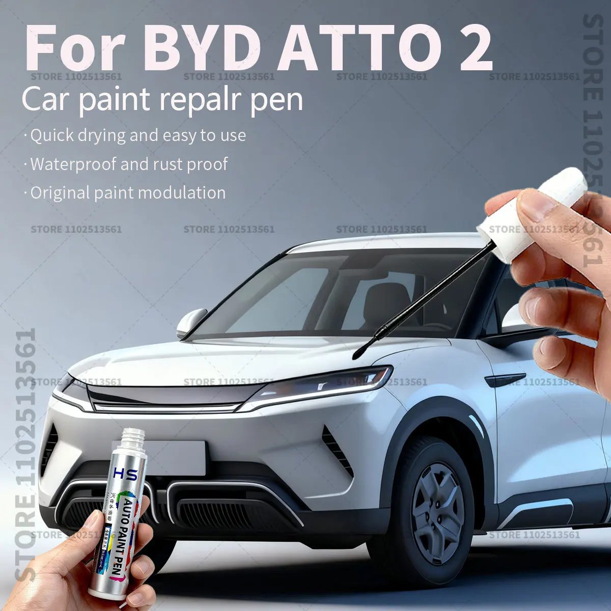 Para Yuan UP/BYD ATTO 2 pluma de reparación de pintura de coche removedor de arañazos DIY accesorios para automóviles blanco WAC verde HCJ gris rosa 124