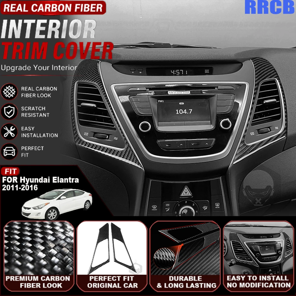 Real Carbon Fiber Car Center Air Vent Trim Trim Cover Soft Sticker For Hyundai Elantra MD / UD 2011 2012 2013-2015 2016