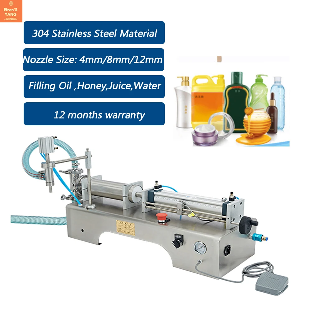 

Essential Oil Piston Filling Machine Liquid Filler One Head Semi Auto Pneumatic Honey Juice Beer Water Bottle Packing Machine