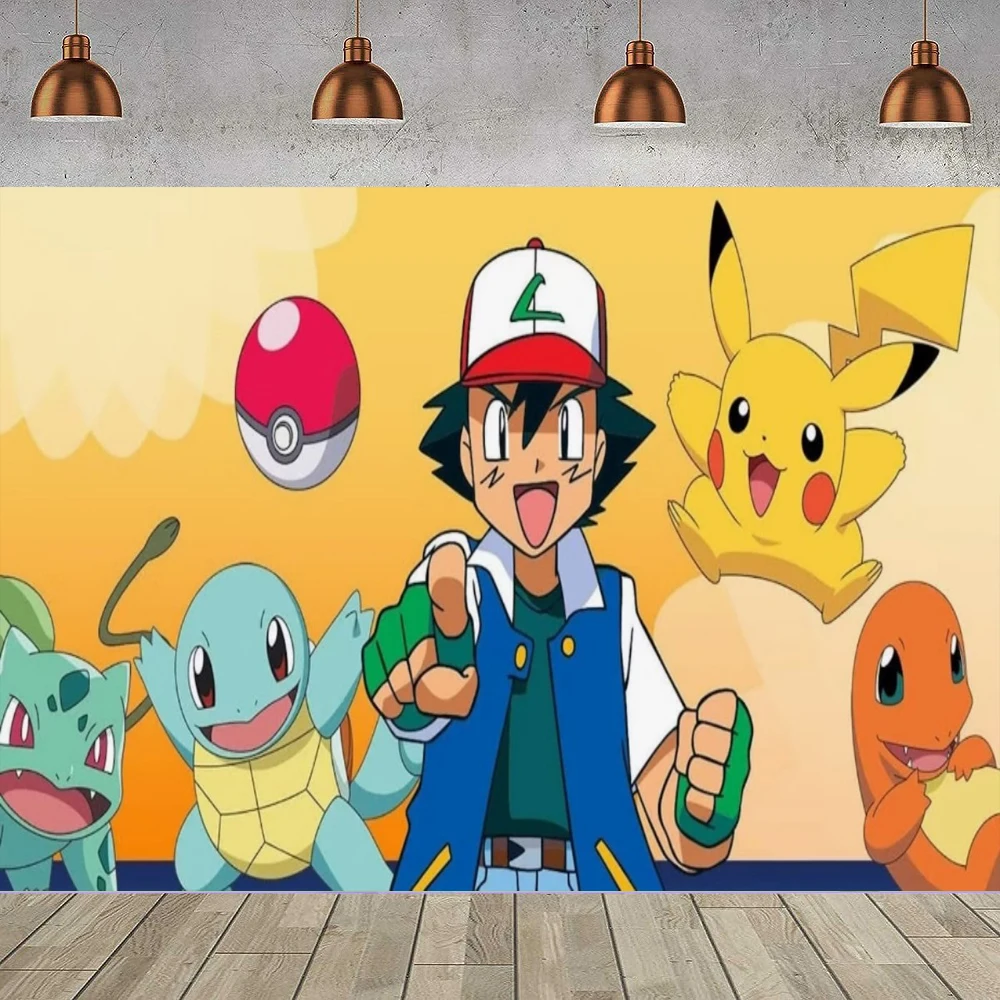 Photography Backdrop Pikachu Poster For Kids Birthday Party Decor Pikachu Background For Cake Table Decor Pikachu Banner
