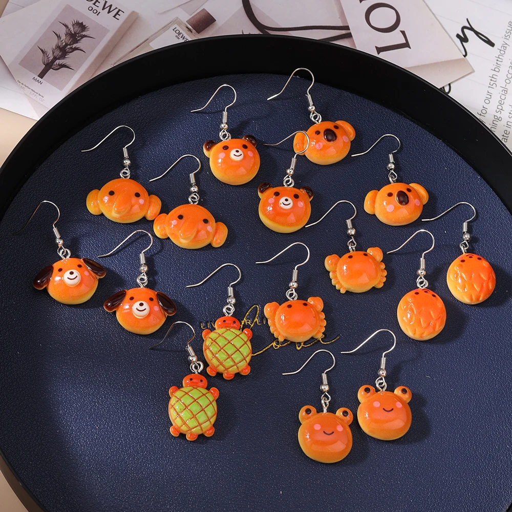 Aihua 10 Stück niedliche Cartoon-Tier-Kuchen-Brot-Ohrringe-Set, Acryl, Simulation von Lebensmitteln, Ohrringe für Frauen und Kinder, trendiger Schmuck, Geschenke – Detail 6