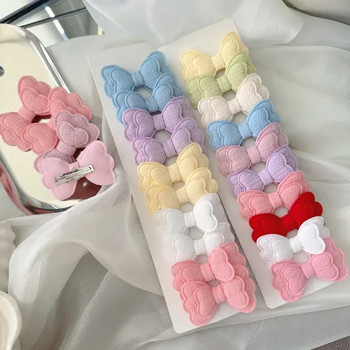 Imagen 2 del producto Juego de rizador de pelo de color caramelo para niña, lazo de doble capa, horquilla para el pelo con flequillo, accesorios seguros para el cabello de algodón para bebé, 4/10 Uds.