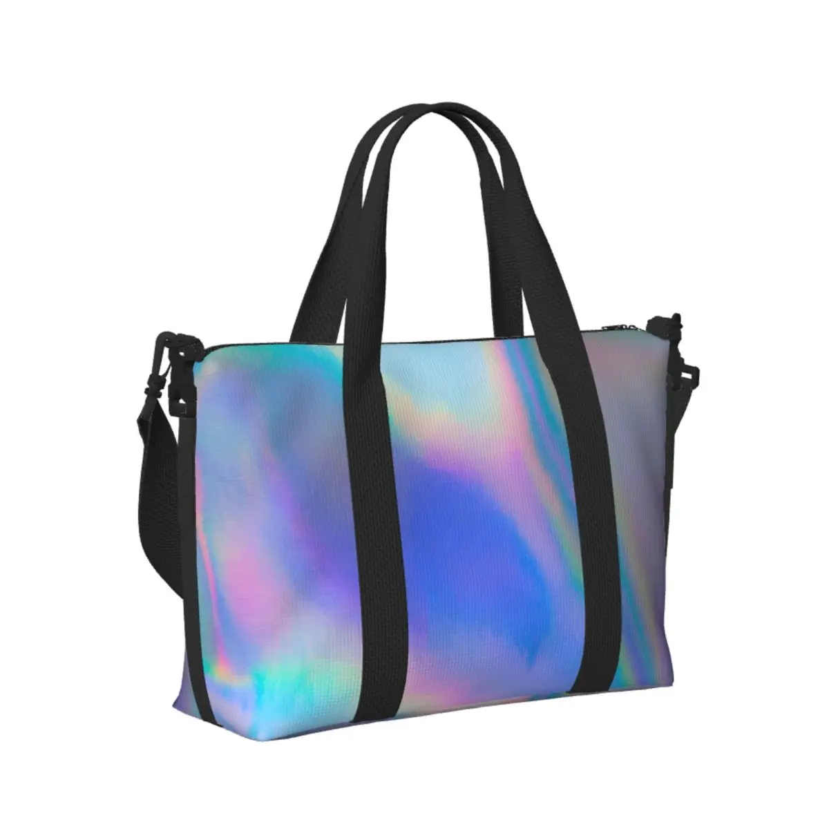 

Holographic Foil Surface Beach Travel Bag Large Capacity Tote Bags for Gym Sport Women Shopping Duffle Shoulder Bag