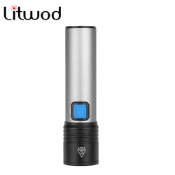 XM-L T6 Flashlight 18650 Battery LED Built-in Flashlight for Camping Light Zoomable Torch USB Rechargeable Lantern