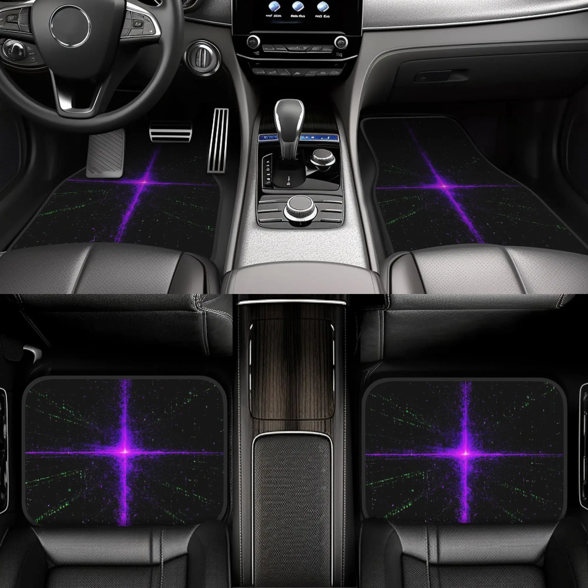 4pcs Purple Cross Premium Car Floor Mats - Universal Fit, Easy-To-Clean Complete Car Interior Additions