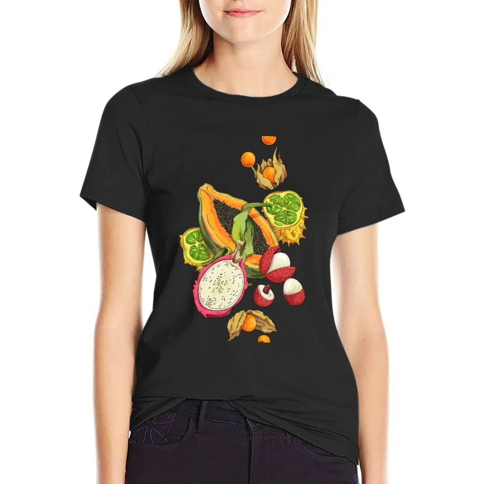 

Tropical fruit T-Shirt summer clothes quick drying sweat hippie clothes Women's t-shirt