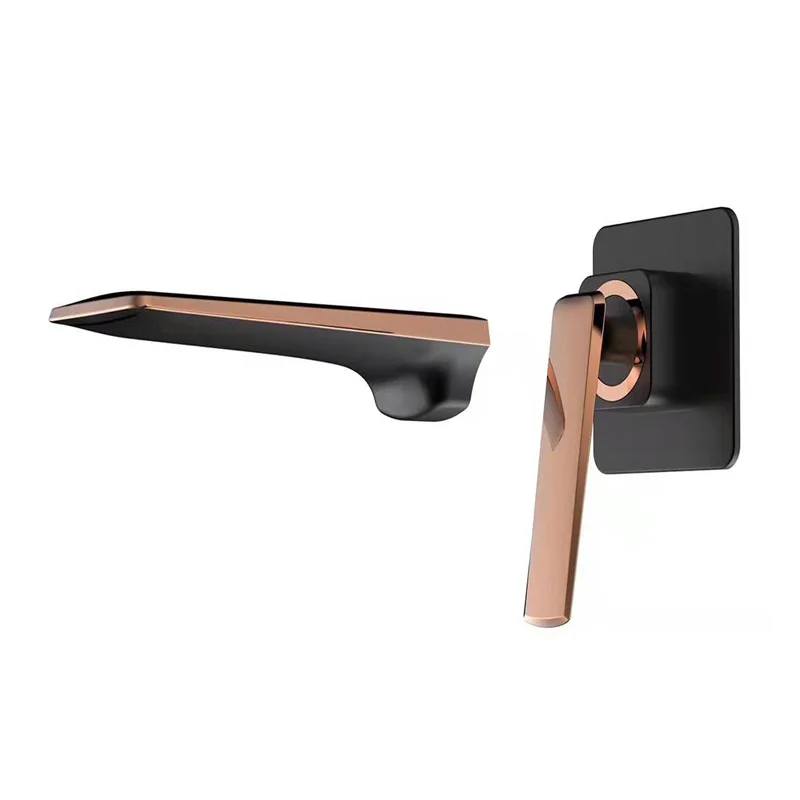 Concealed waterfall hot and cold wall row wall out black embedded wall wash basin white gold faucet