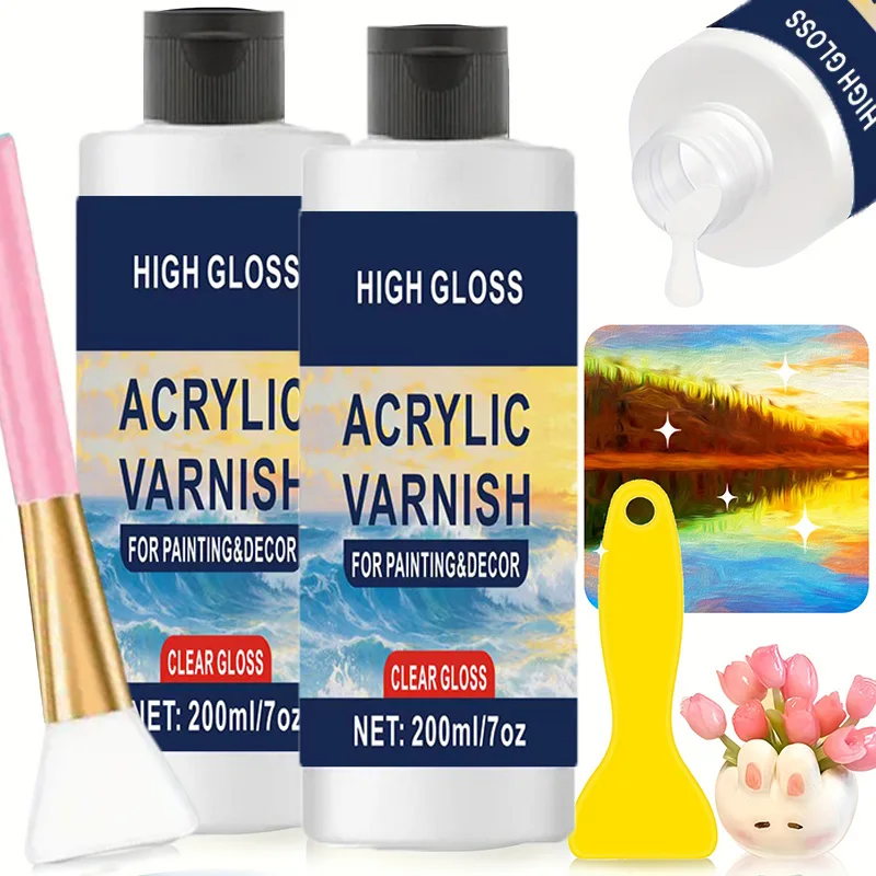 

Gloss Varnish for Acrylic Painting, Artist's Acrylic Varnish, Non-Yellowing, Non-Toxic, Anti-Crazing, High Gloss Finish