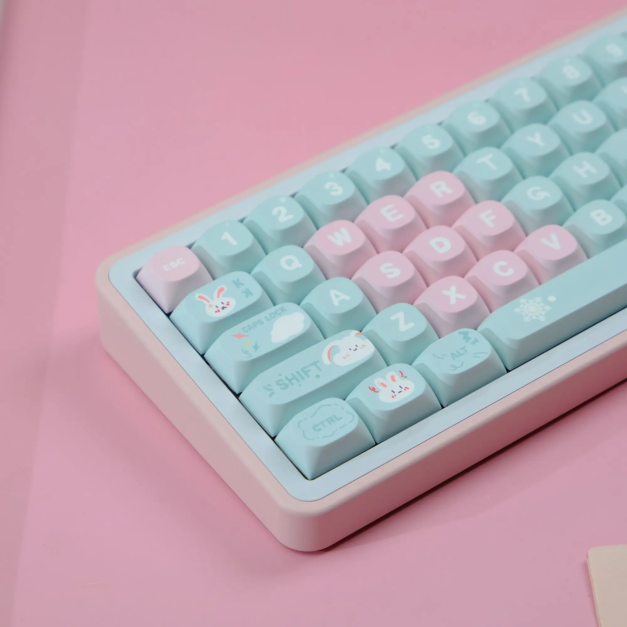 PBT Keycaps MA Profile Snow Rabbit Keycap Dye Sublimation Key Caps For MX Mechanical Keyboard 60 61 68 75 87 96 980 108