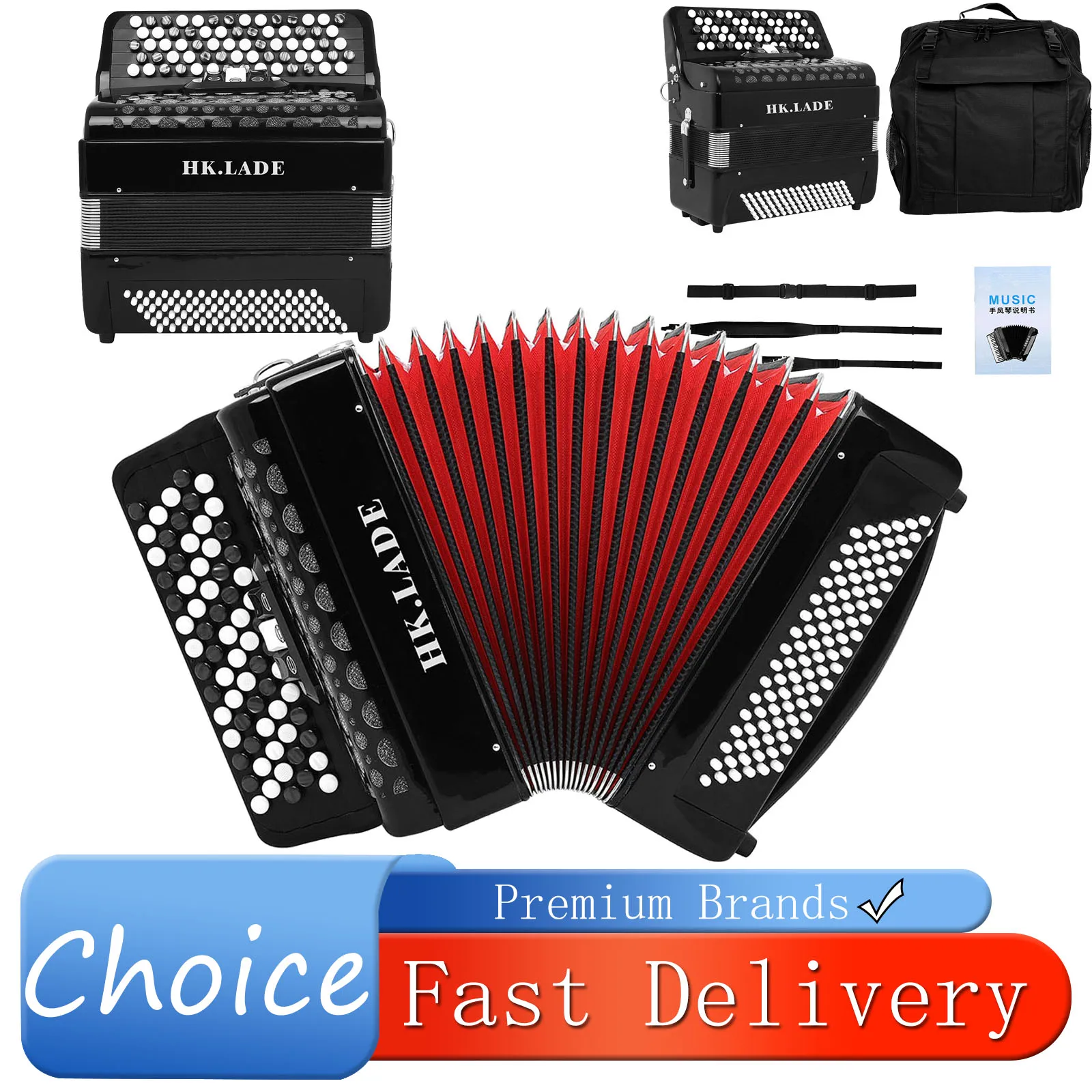 HK · LADE AH-220 Accordion 69 Key 96 Bass Key Button Spray Painting Professional Bayan Accordion Sound Changing C System