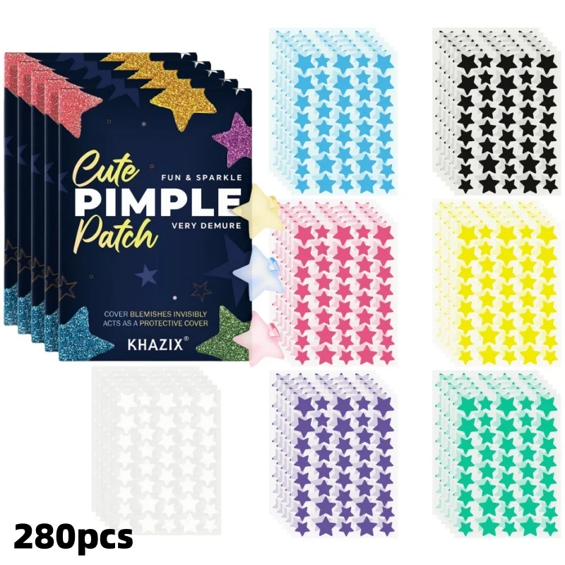 1400 Stück mehrfarbige Stern-Akne-Pflaster, Akne-Pflaster für das Gesicht, Concealer-Akne-Pflaster und Pickel-Pflaster, ultradünn – Detail 1