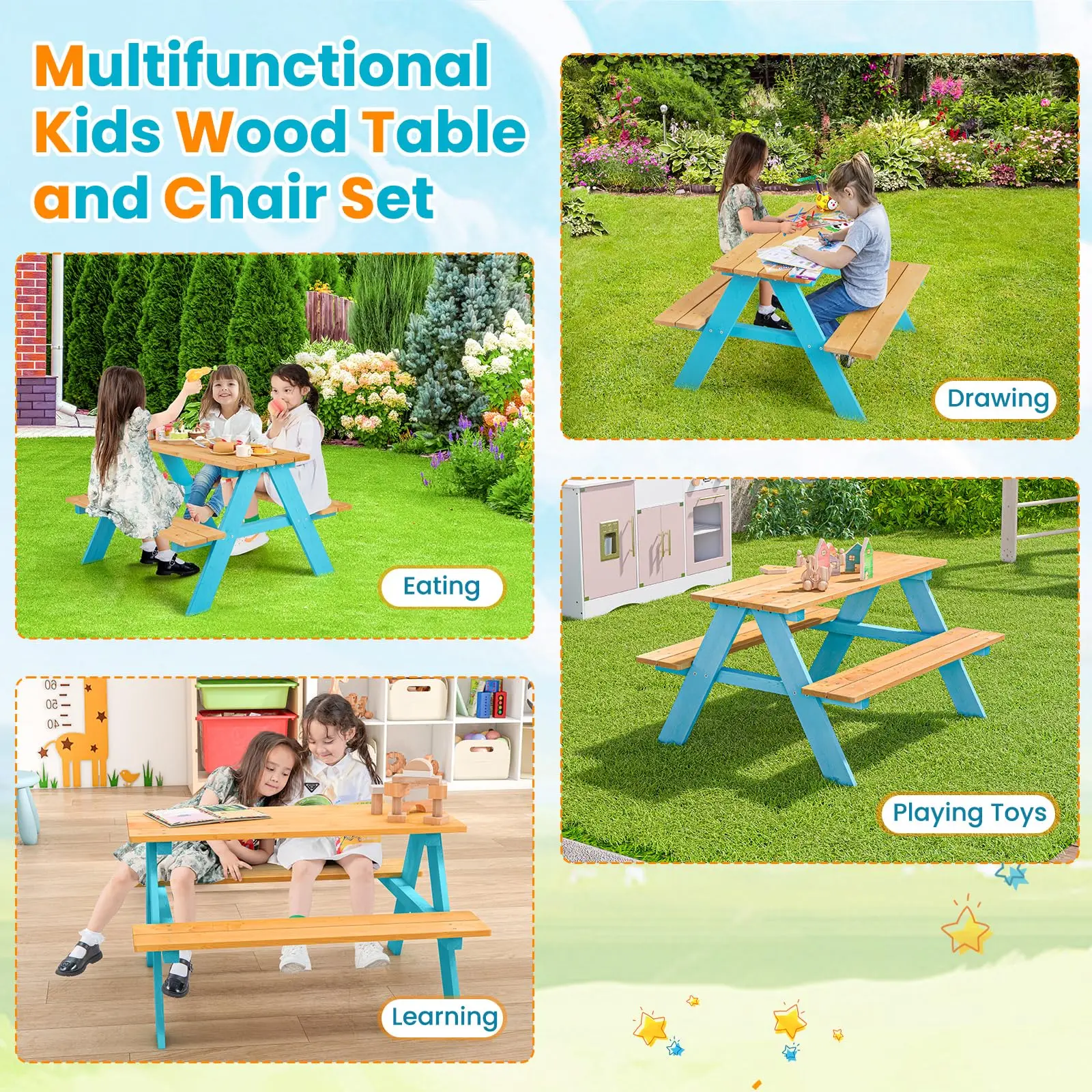 Z-CREAT Kinderen Houten Buiten - Kids Outdoor Chair And Table recensie en prijs