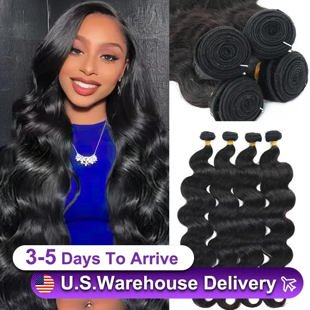 30, 34-дюймовые объемные волны, 100% пучки человеческих волос, девственные волосы, волнистые пучки, двойной уток, необработанные наращивание волос, плетение 16A