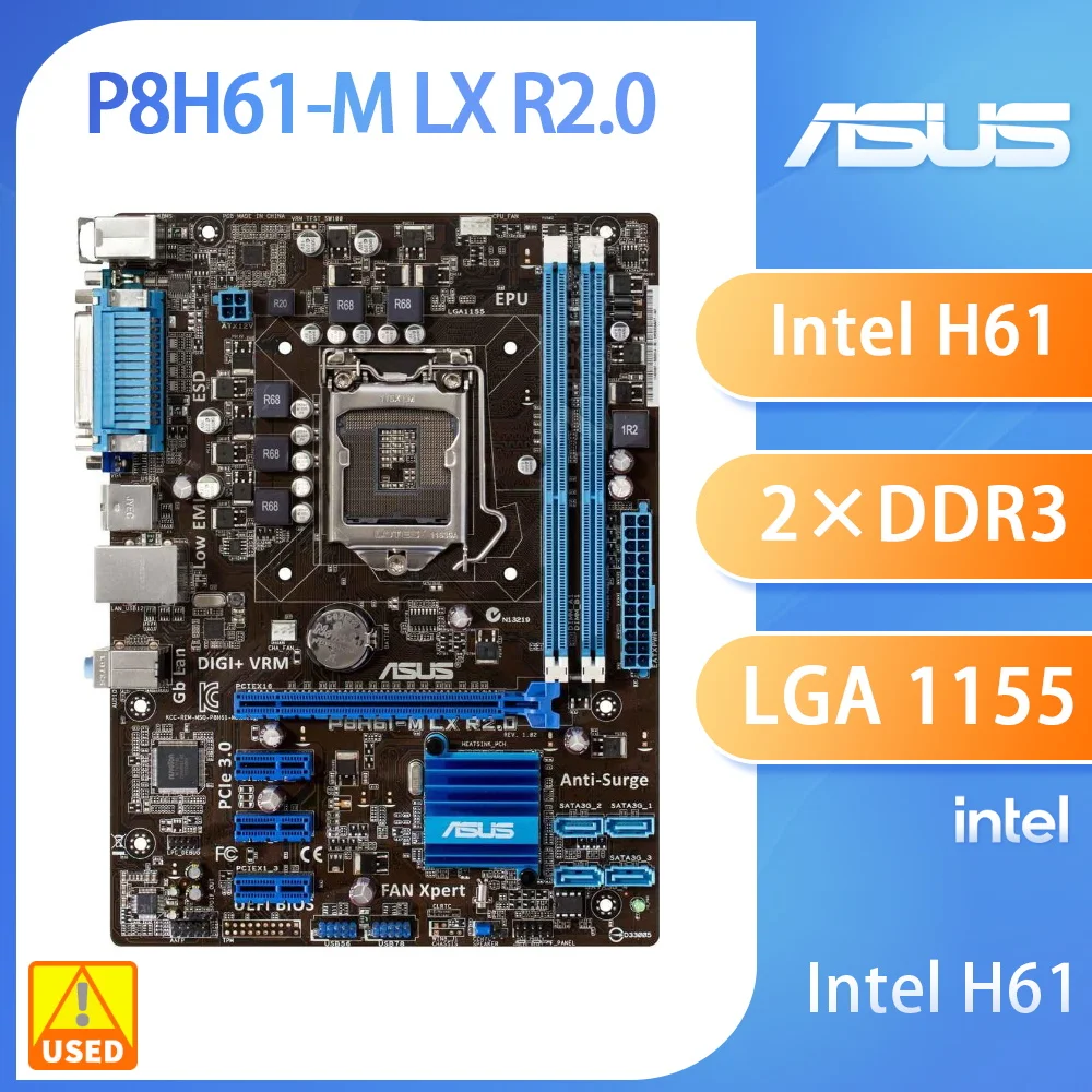 

Материнская плата ASUS P8H61-M LX2 R2.0 Intel H61 LGA 1155 16 ГБ DDR3 с поддержкой i3-2130 3220 3250 2320 2500 3550 2600 процессора Micro ATX