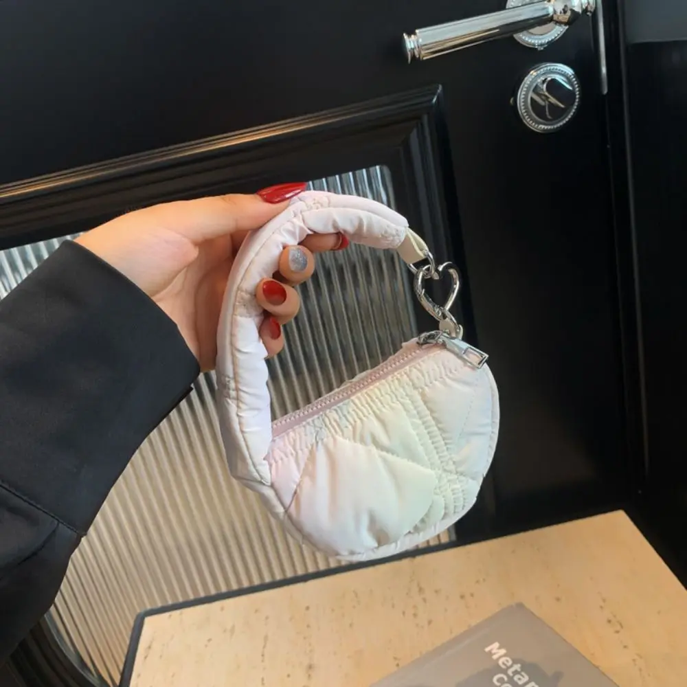 

Fashion Solid Color Mini Pleated Cloud Bag Quilted Sling Small Wallet Korean Style Hanging Card Bag Bag Accessories
