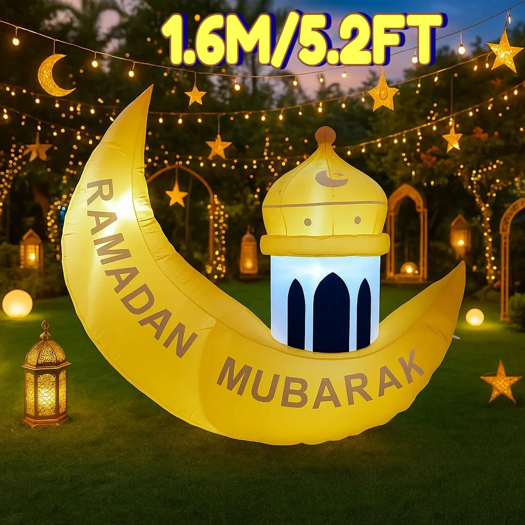 

1,6 м/5,2 фута надувной фестиваль Рамадана DIY украшения мусульманский Ид лунная башня со светодиодной подсветкой открытый двор праздничная игрушка орнамент
