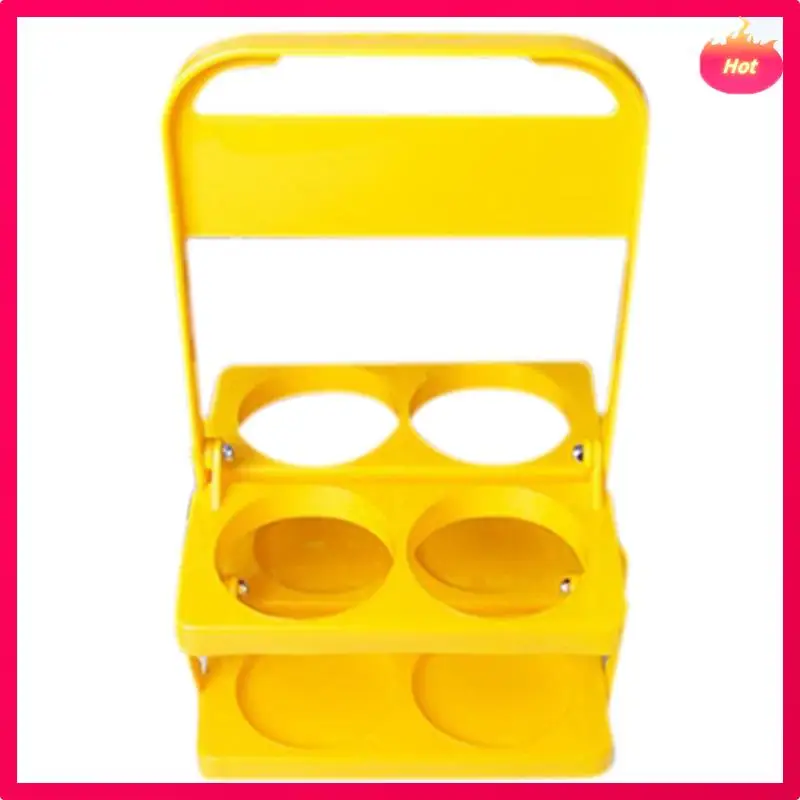 

ABYP 2X 4 Holes Foldable Plastic Beverage Carrier,Reusable Drink Holder With Handle Portable Drink Holder Yellow