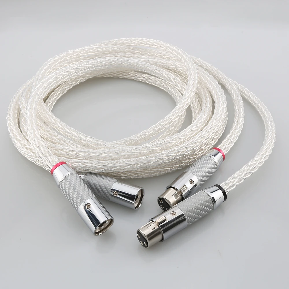 

Hi-End 8AG Silver Plated OCC 16 Strands Audio Cable With Carbon Fiber 3pins XLR Balanced cable