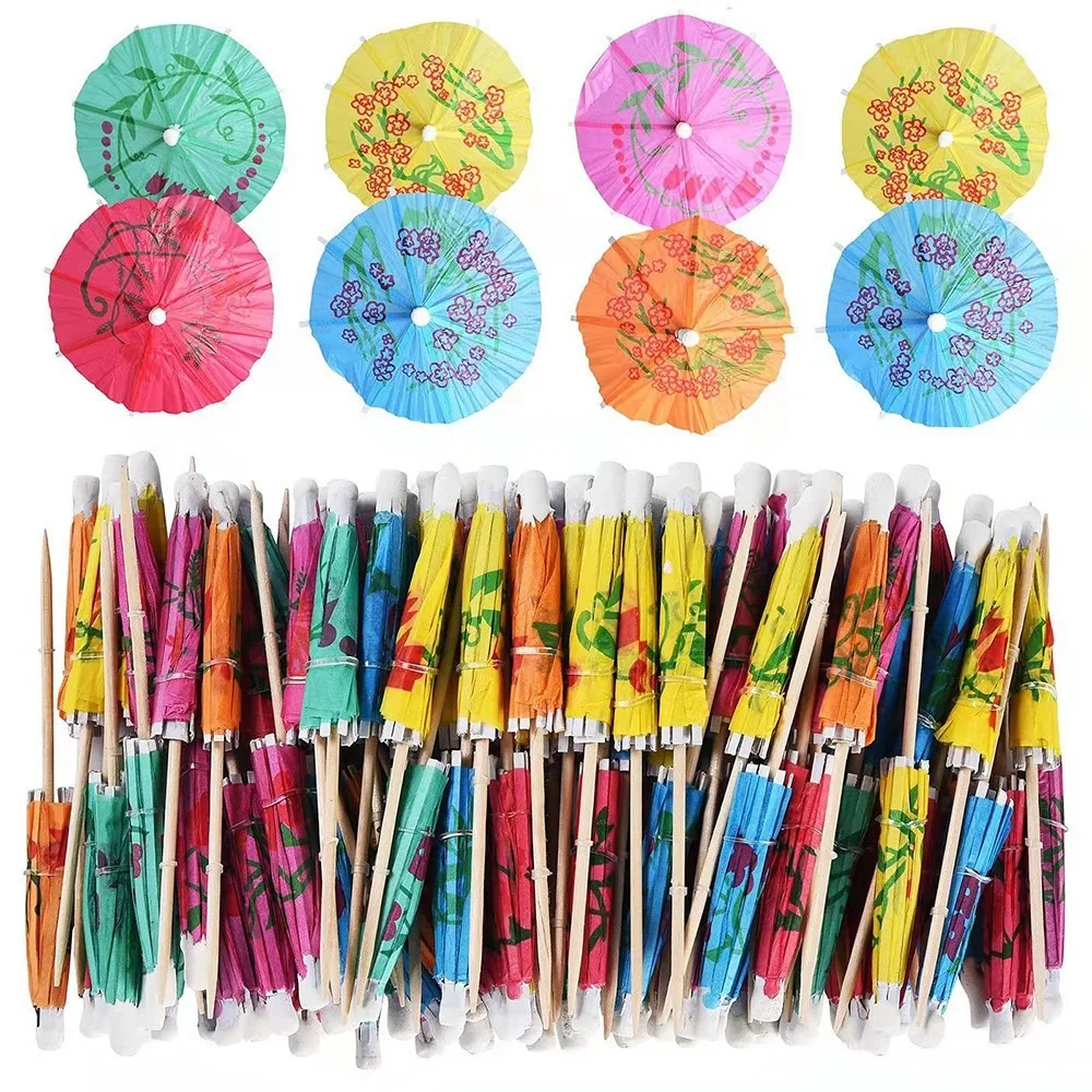 Image of 20-100 Stück 10cm Papier-Regenschirme in Bunten Farben als Dekoration für Geburtstag, Karneval, Hochzeit, Feier, Obstkuchen und Feiertage